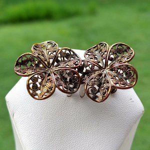 VTG 1930's Copper Screw Back Flower Earrings